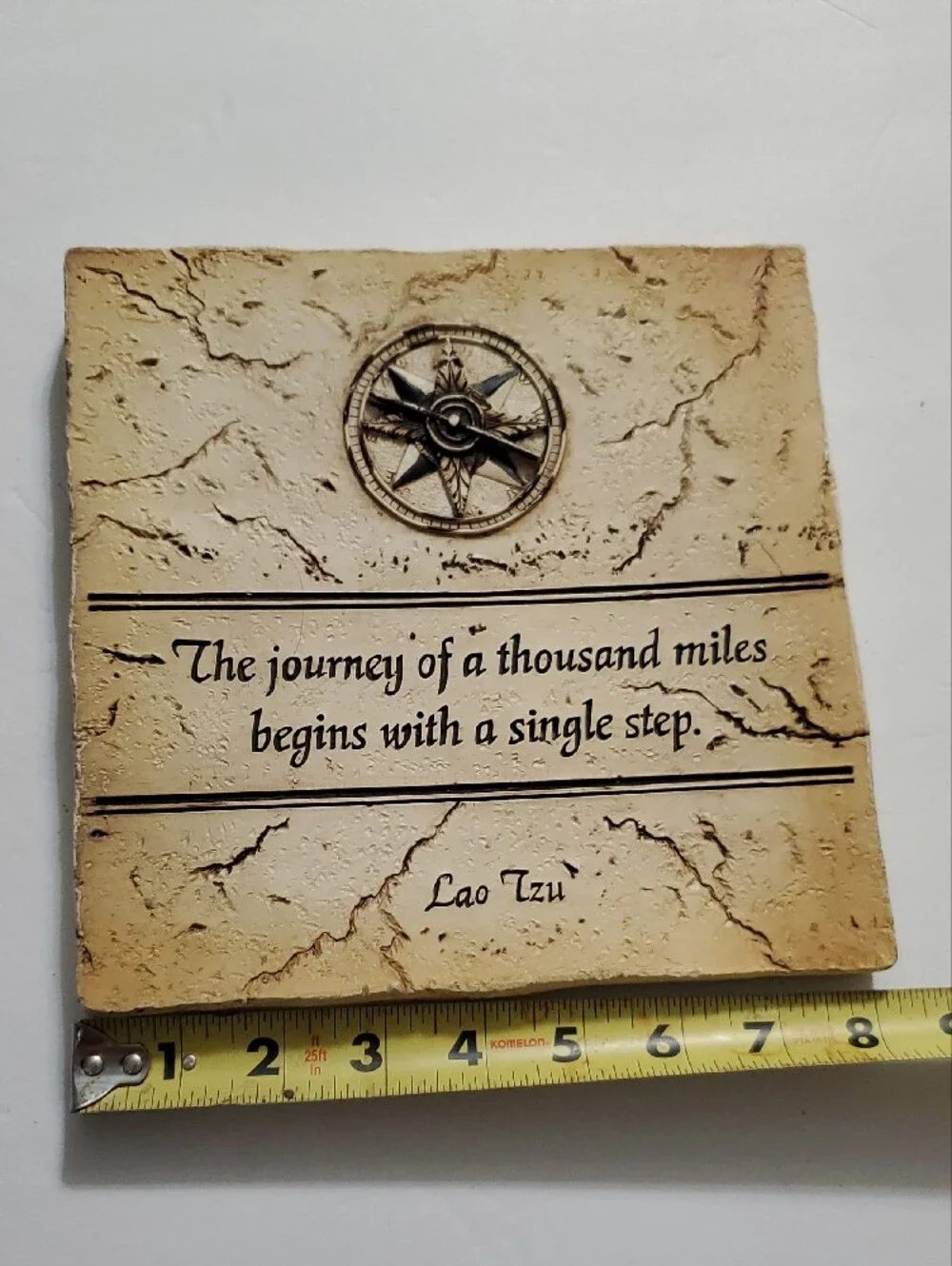 Inspirational Wall Plaque - Beige Compass Quote